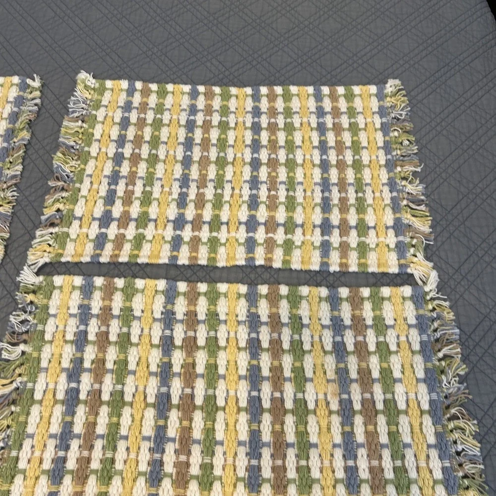 Pier 1 Imports Set of 4 Cotton Woven Plaid Placemats Multi Color Linens